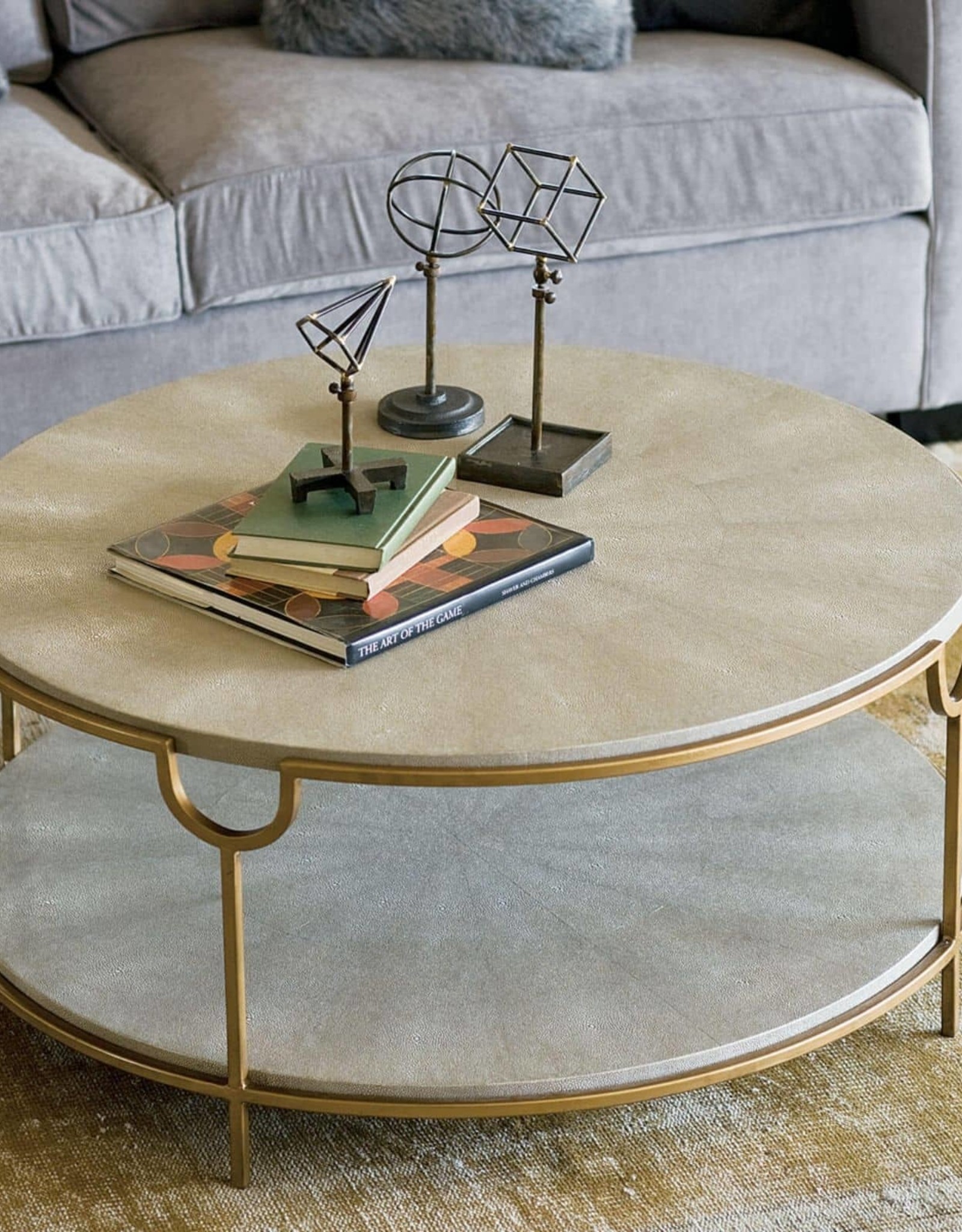 Regina Andrew Design Vogue Shagreen Cocktail Table (Ivory Grey and Brass)