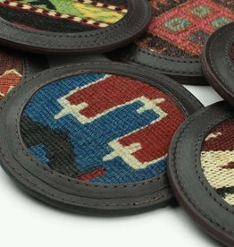 Adaste Home Inc Leather Kilim Coaster