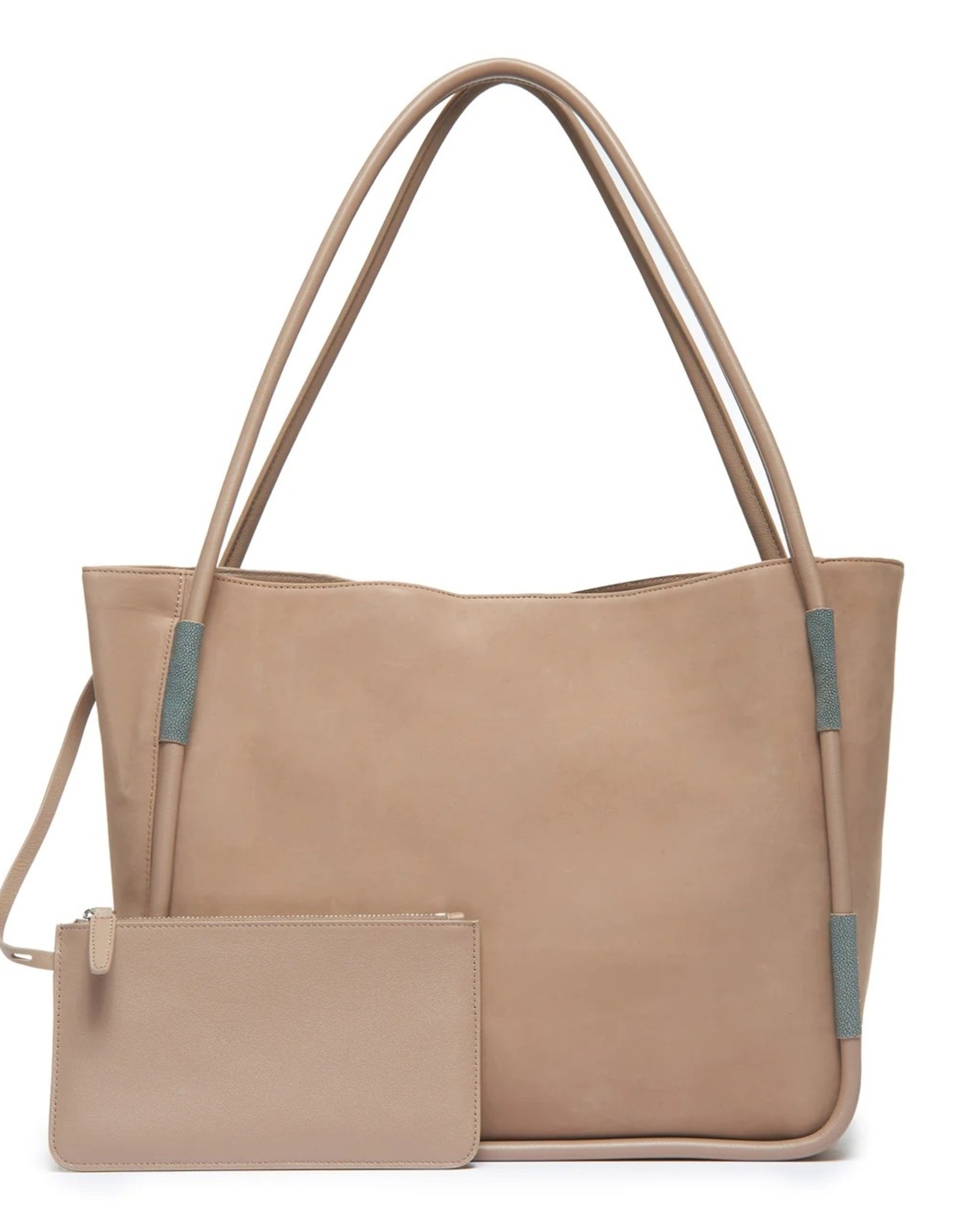 Vivo Quinn, Nubuck Tote With Shagreen Details, Stone