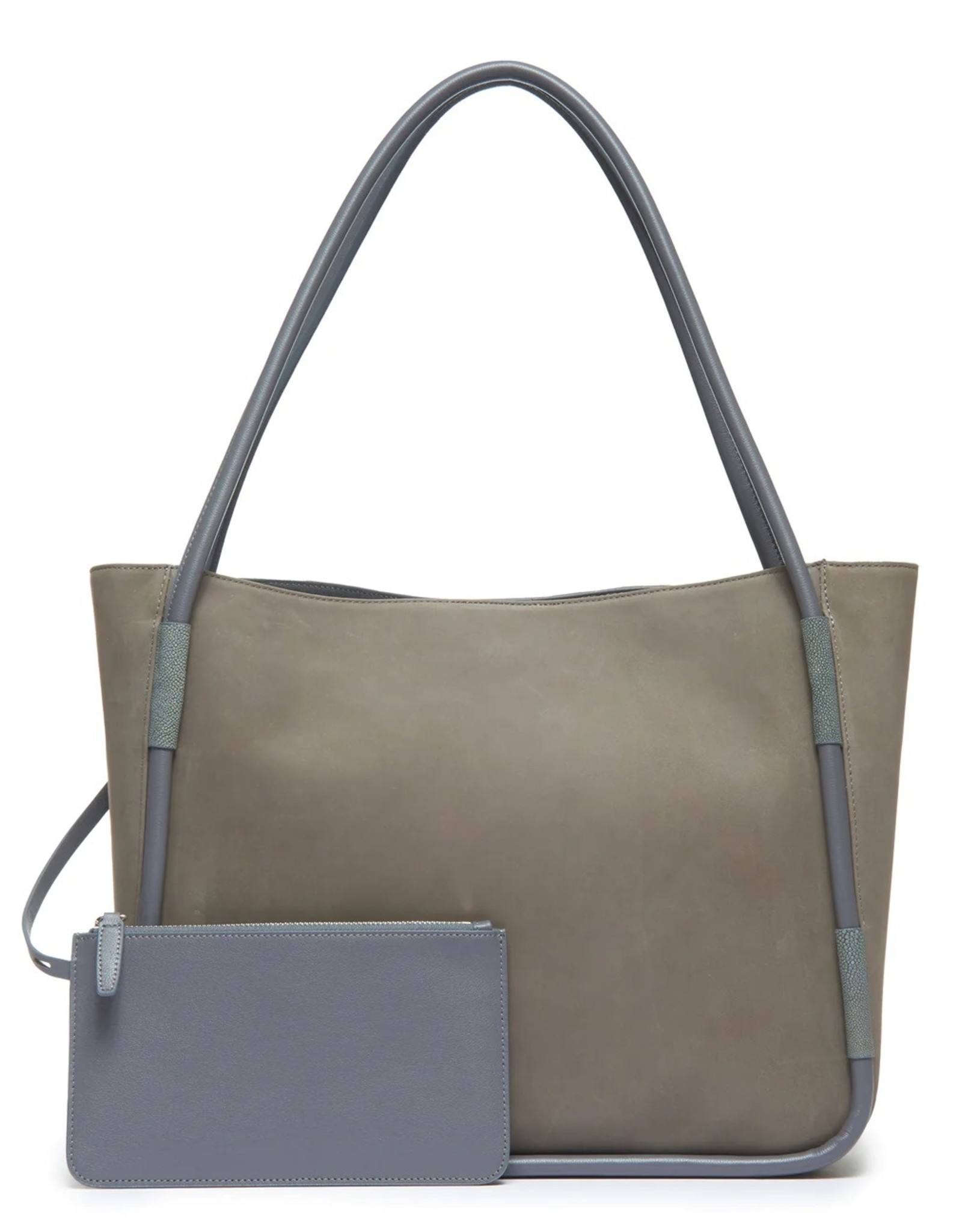 Vivo Quinn, Nubuck Tote With Shagreen Details, Nickel