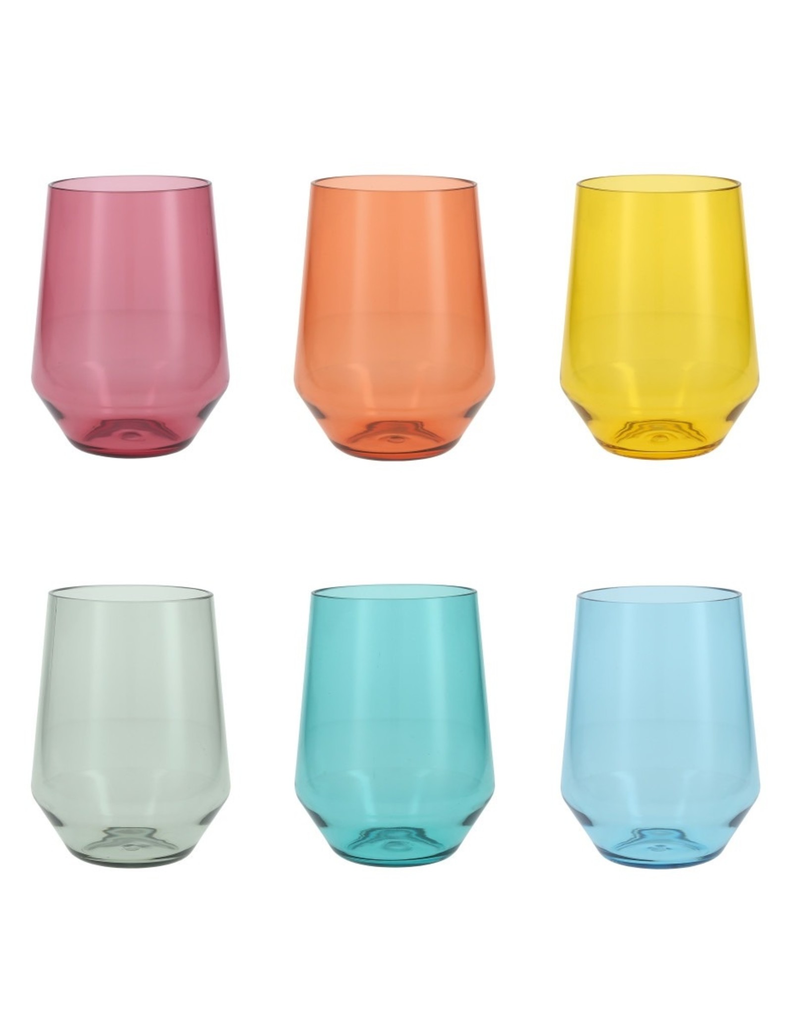 Sole Stemless Wine 19oz Mixed Colors, Set of 6