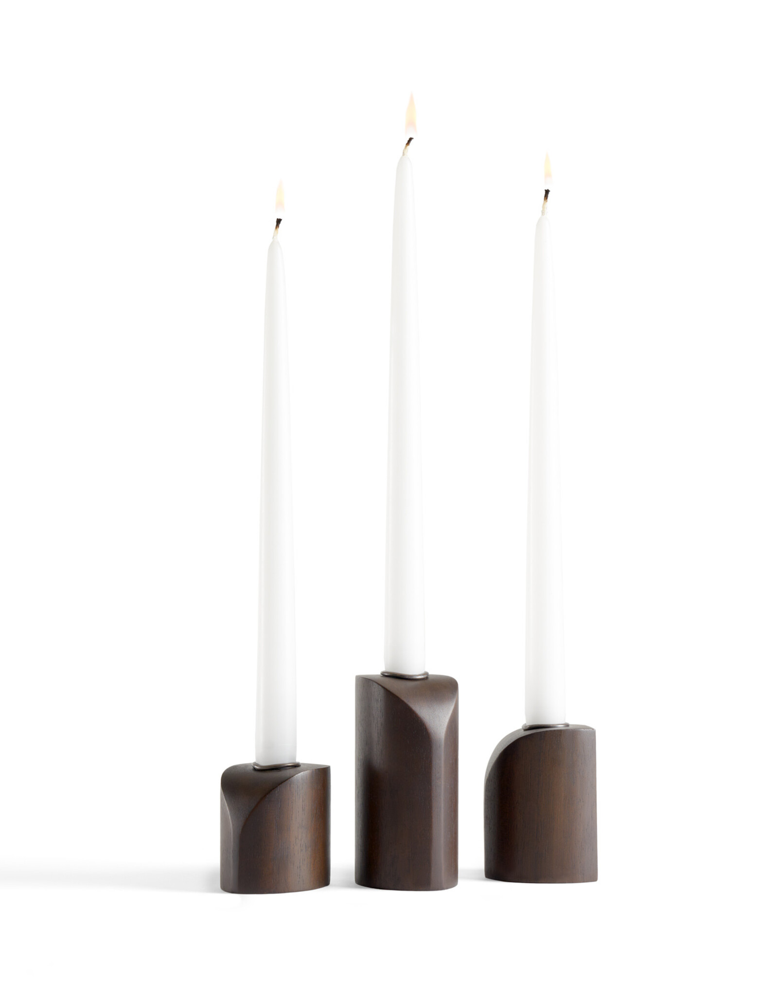 Pi Candle Holders, Dark Brown Set Of 3