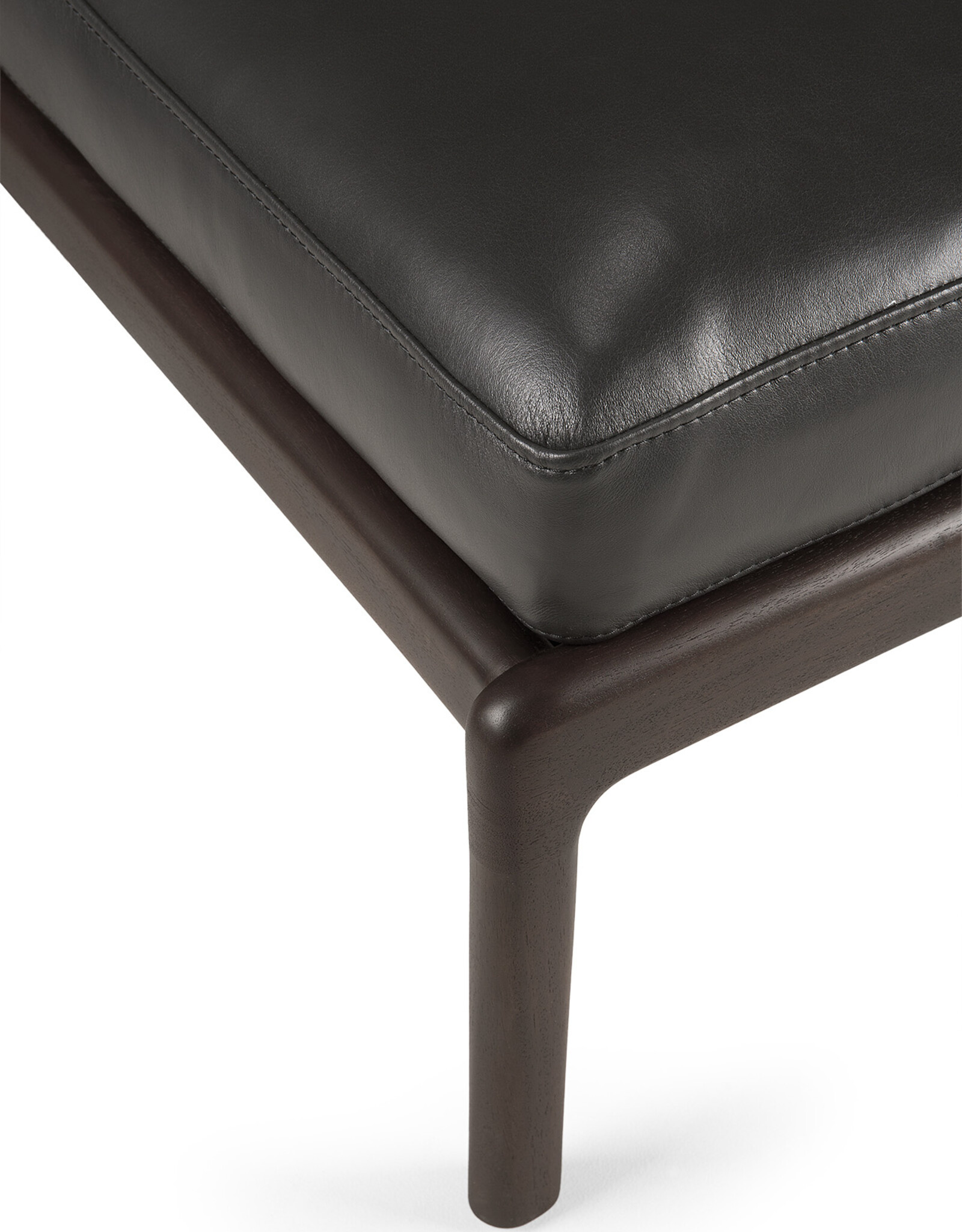 Jack Footstool, Dark Brown Mahogany and Black Leather