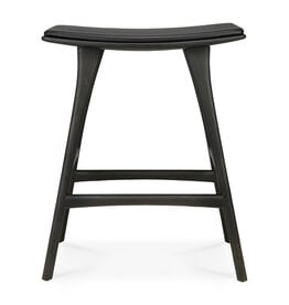 Osso Counter Stool, Black Oak and Black Leather