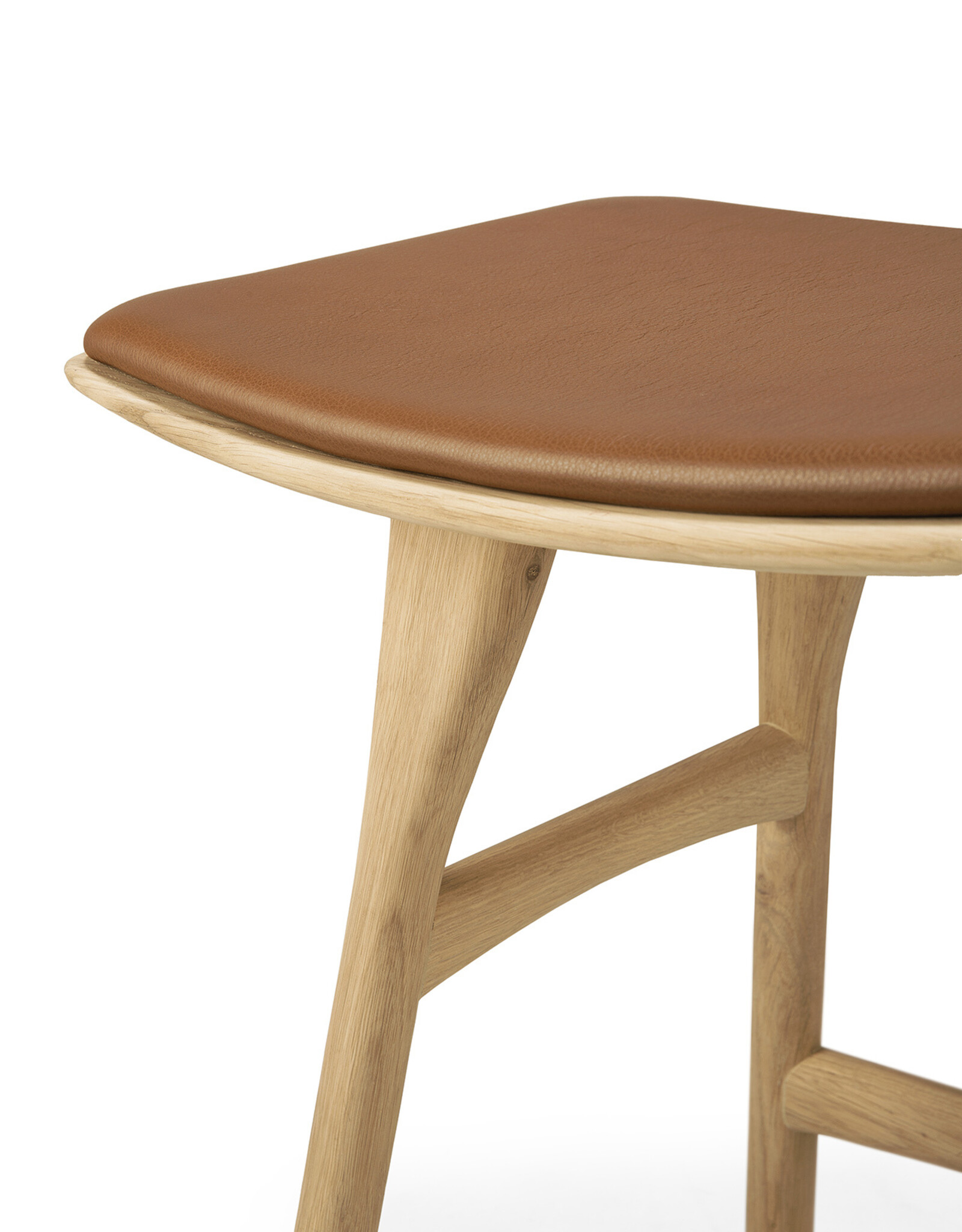 Osso Stool, Oak and Cognac Leather