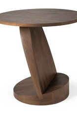 Oblic Side Table, Round Brown Teak