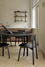 Bok Extendable Dining Table, Round Black Oak 51 and 70.5in