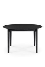 Bok Extendable Dining Table, Round Black Oak 51 and 70.5in