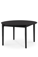 Bok Extendable Dining Table, Round Black Oak 51 and 70.5in