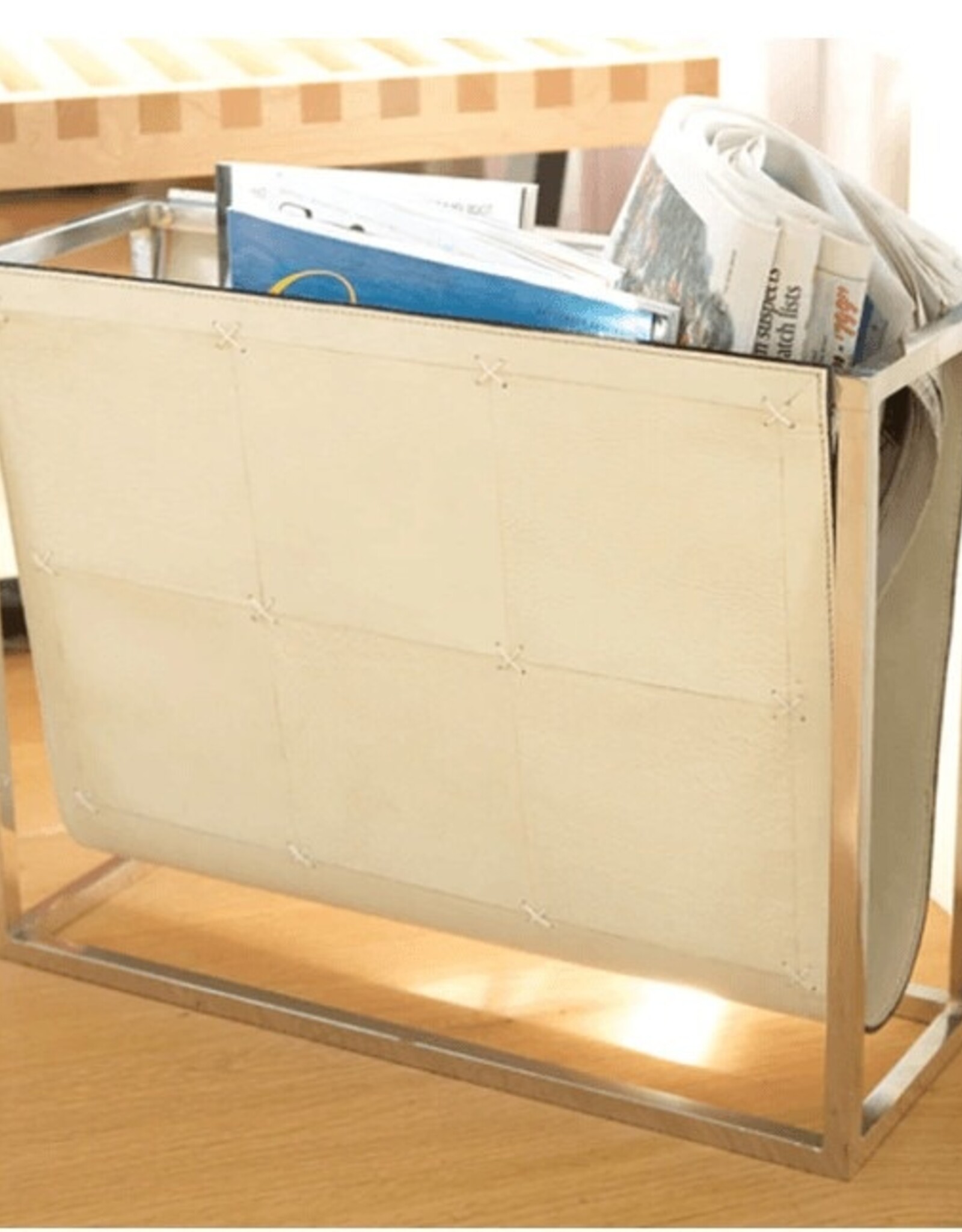 Global Views Magazine Caddy Beige Leather