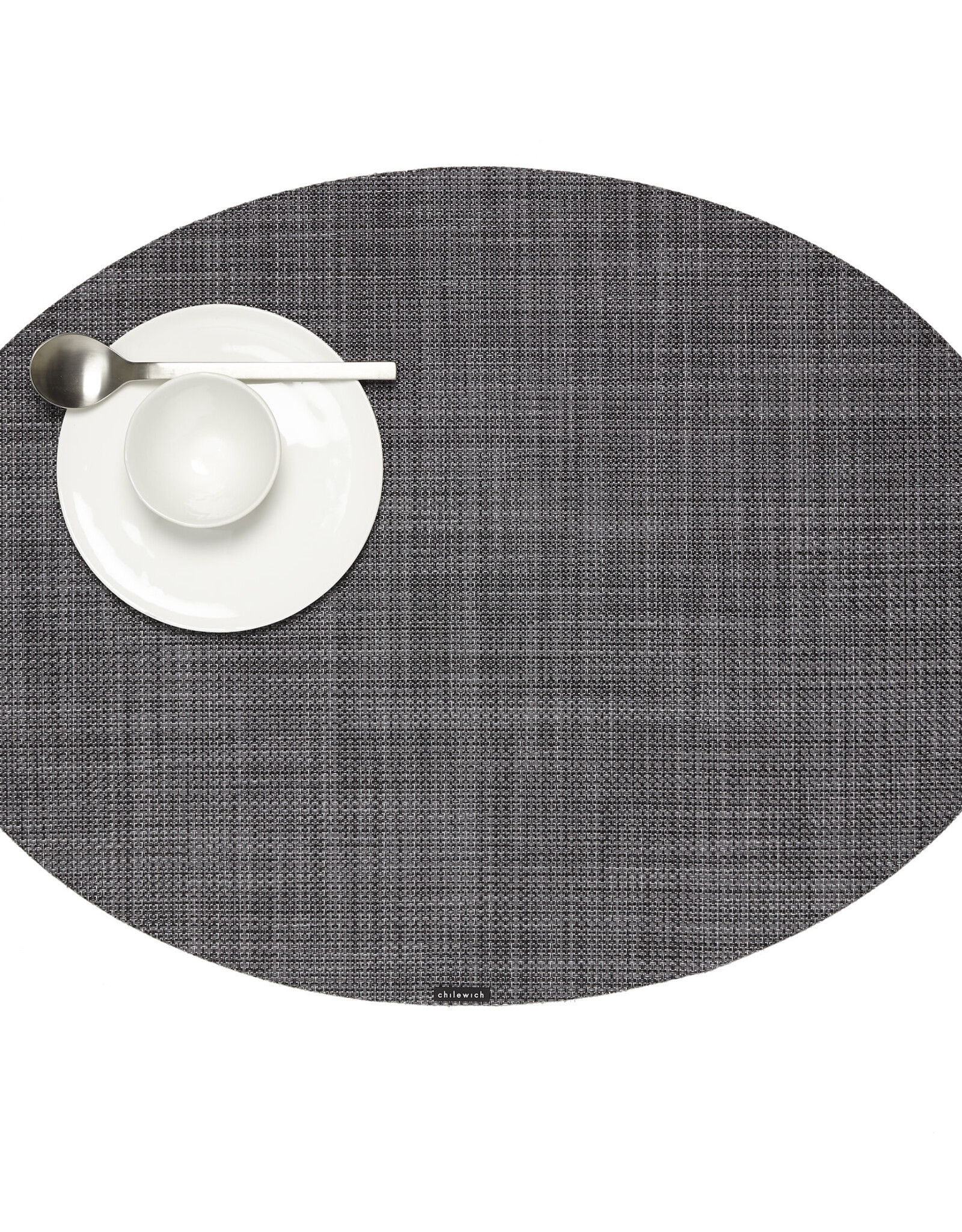 Chilewich Minibasket Oval Table Mat 14X19.25, Cool Grey