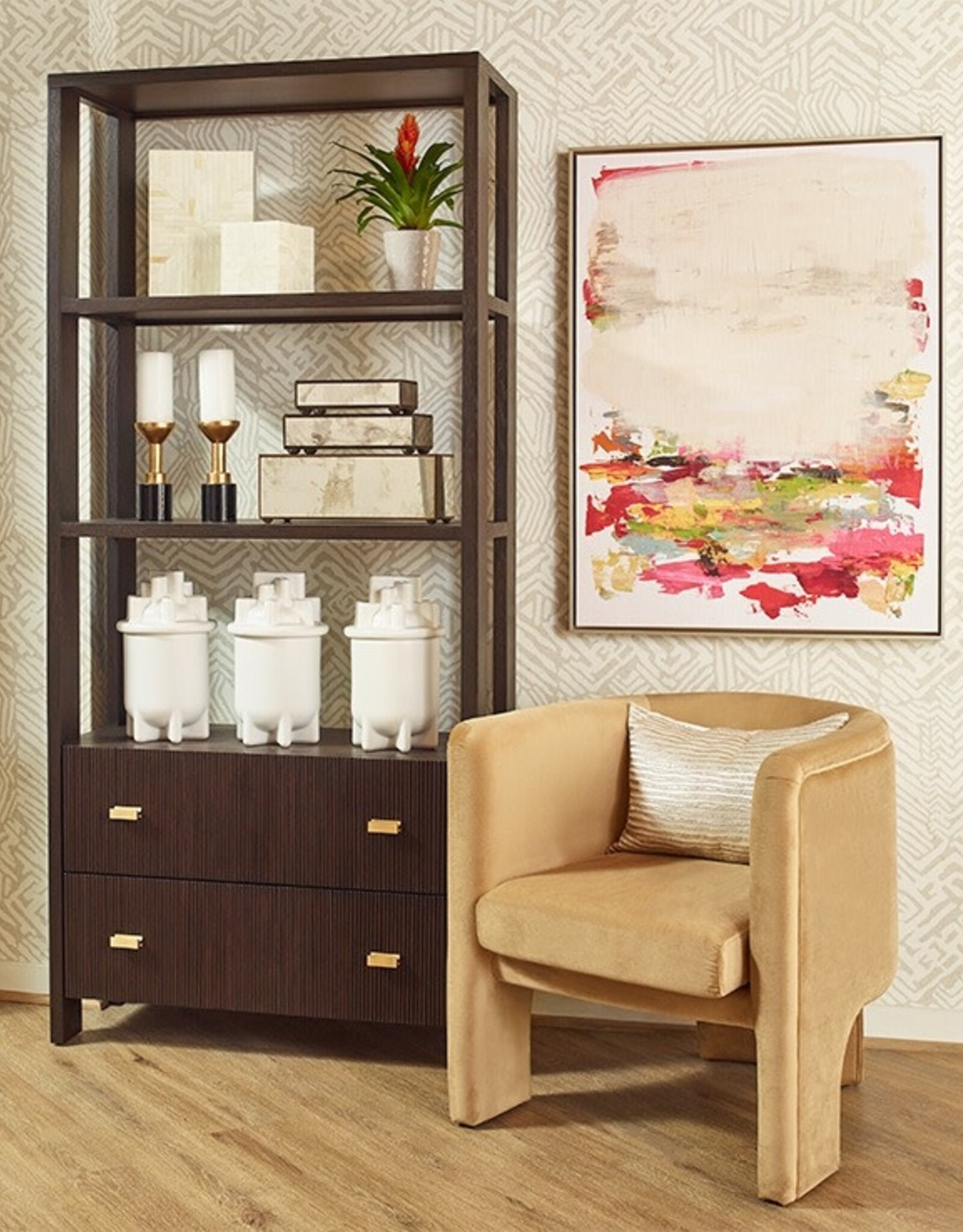 Worlds Away Davie Etagere, Espresso Oak