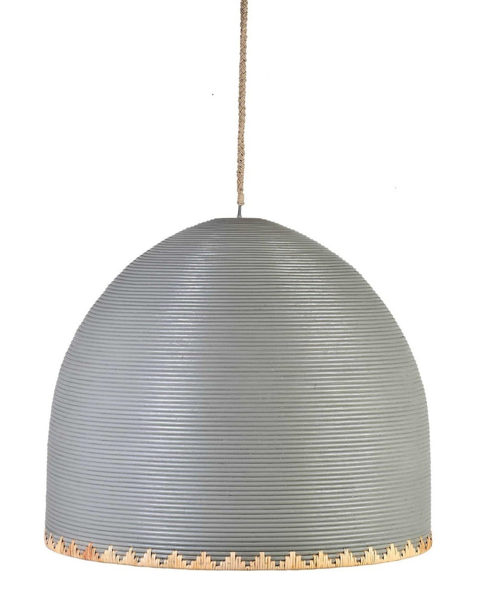 35in Maya Rattan Dome Chandelier, Light Gray