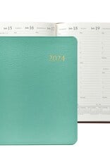 Graphic Image Desk Diary, Robin's Egg Blue Goatskin Leather