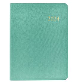 Graphic Image Desk Diary, Robin's Egg Blue Goatskin Leather