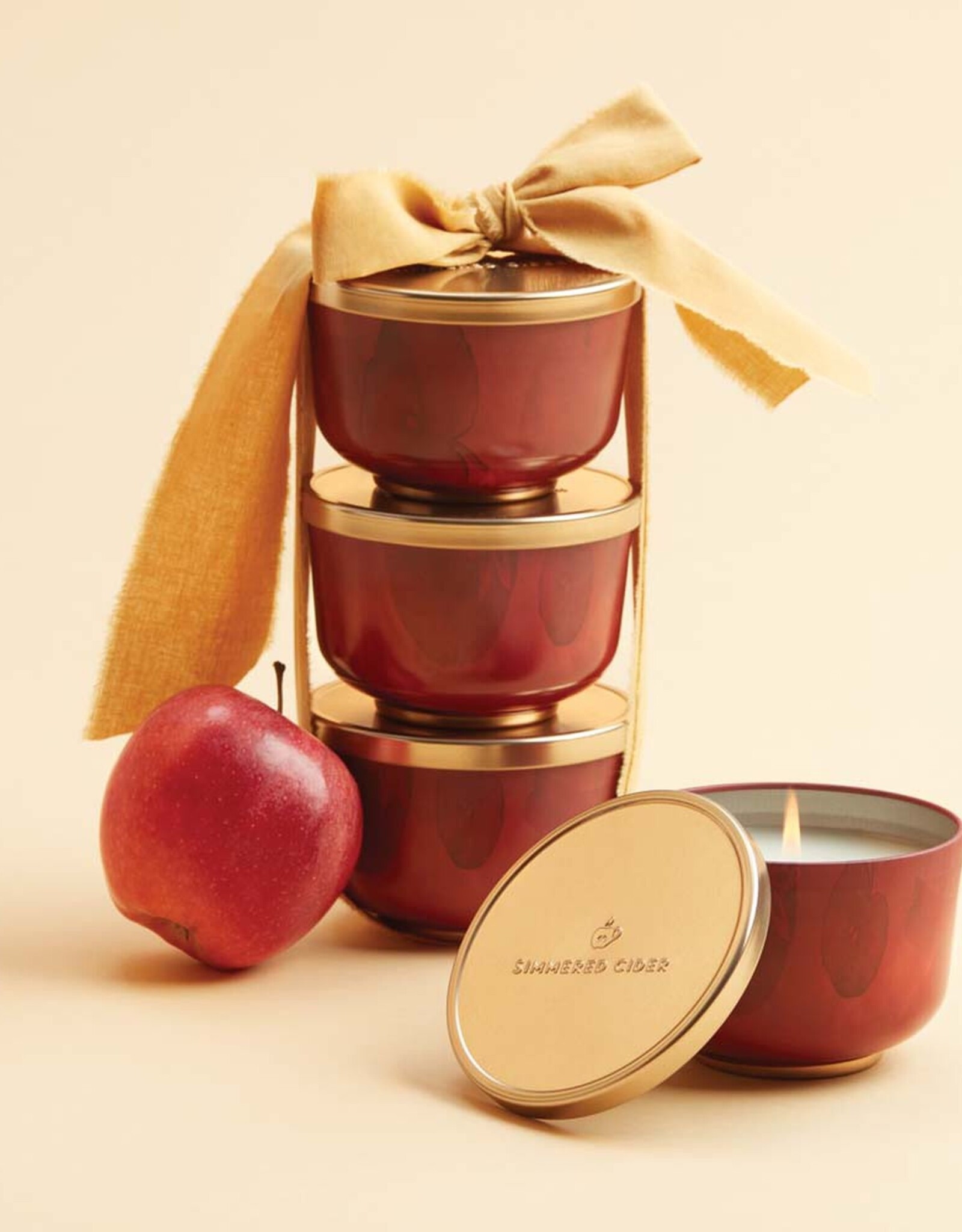 Simmered Cider Candle Tin with Gold Lid