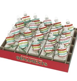 Christopher Radko Shiny Brite Festive Fete 1.25in Shapes & Rounds, 20-Count
