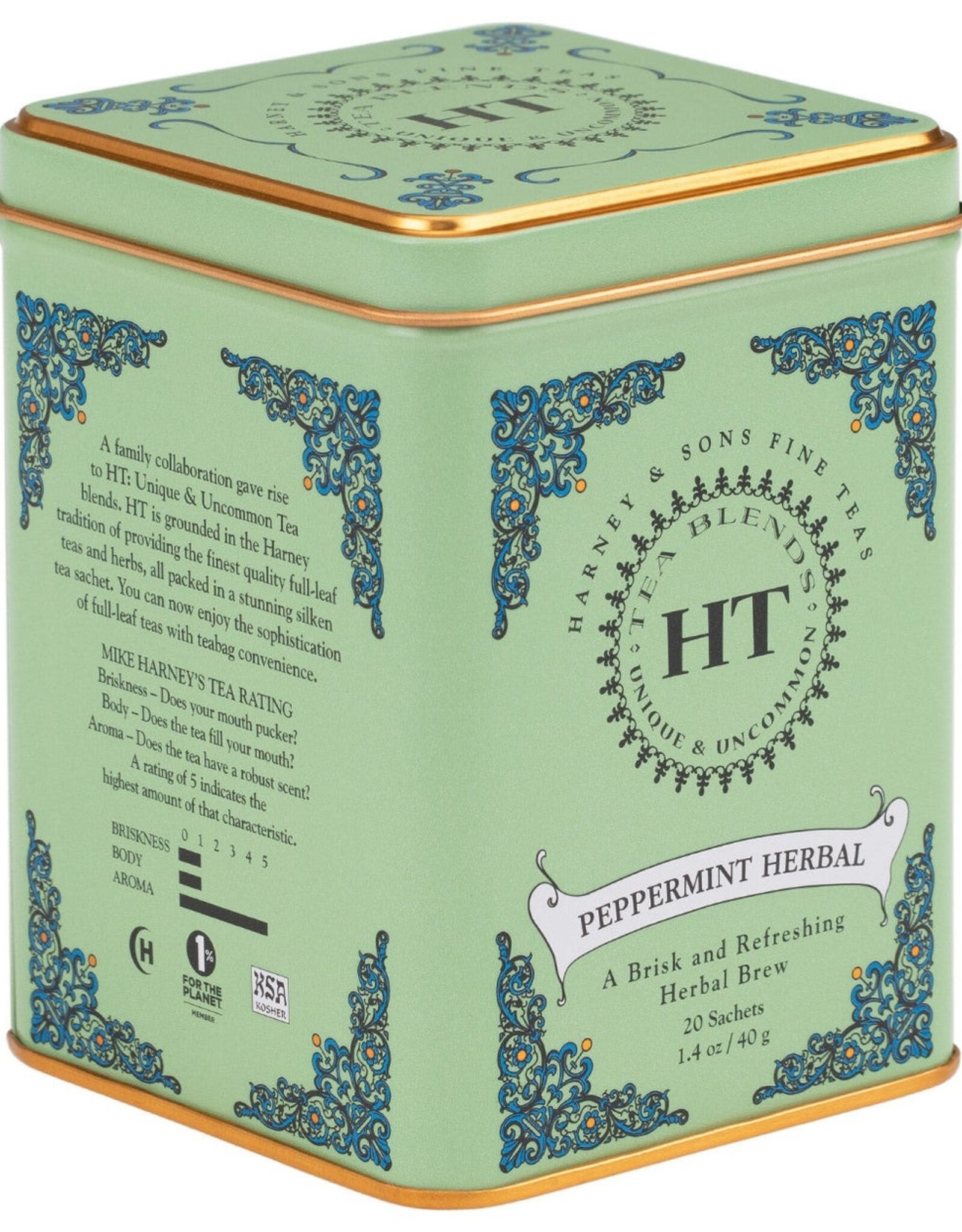 Harney and Sons Tea Peppermint Herbal Sachets, 20 Count
