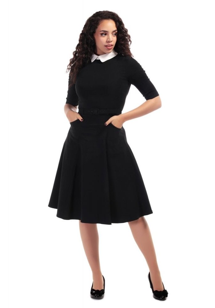 black dress white belt