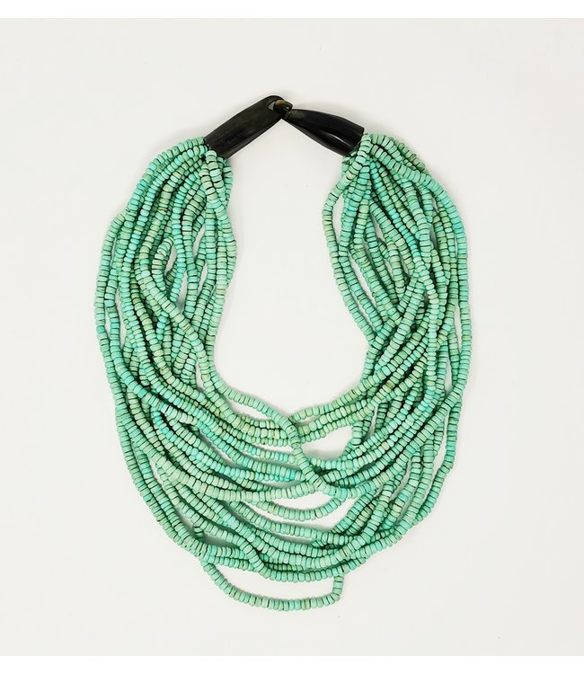 Collier Large Bois De Calebasse Vert