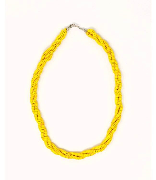 Collier Torsade Bois de Calebasse Jaune