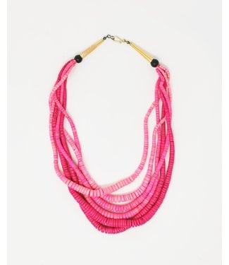 Collier Moyen Bois De Calebasse Fuchsia