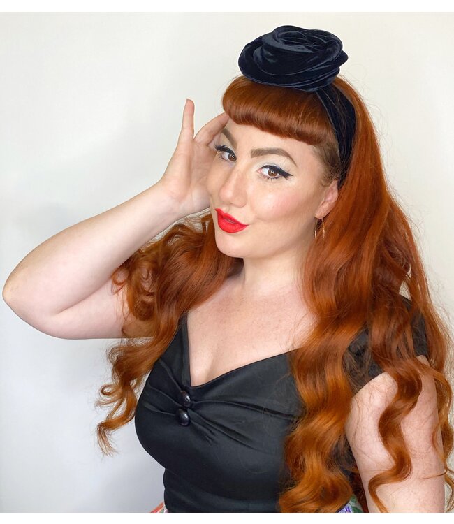 Large Black Velvet Turban