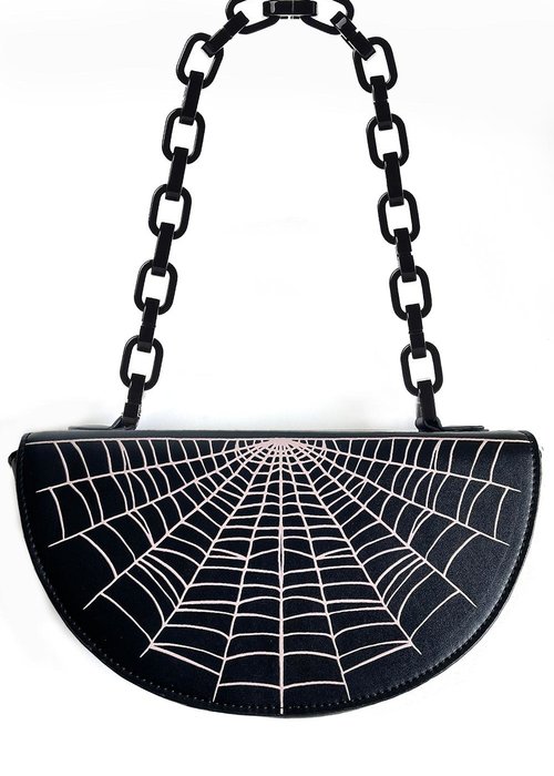 Oblong Box Glamour Ghoul Spiderweb Handbag