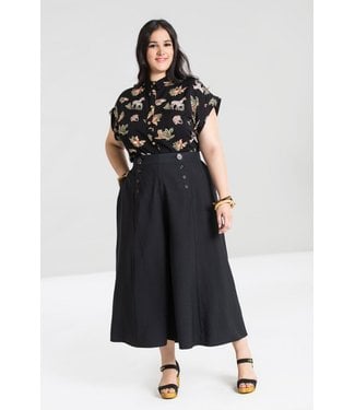 Retro & Vintage Plus Size Navy High Waist Pintuck Pants