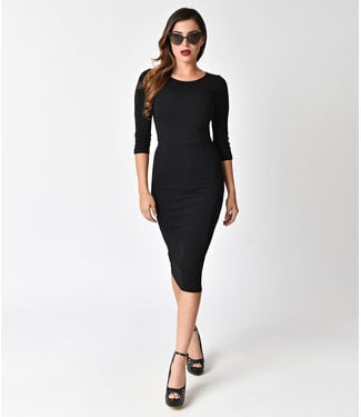 Unique Vintage Black Mod Wiggle Dress