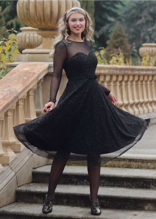 Collectif Black Estelle Glitter Dress