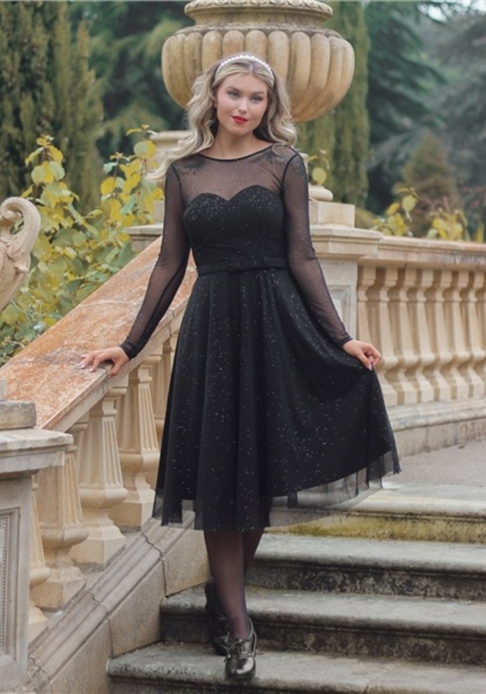 Black Estelle Glitter Dress