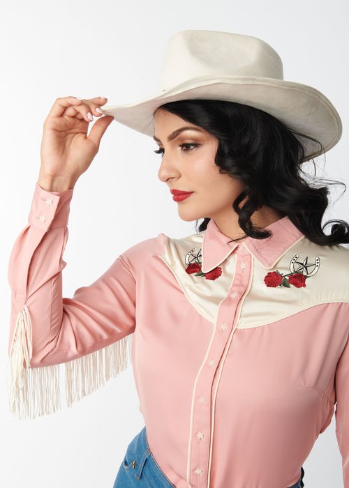 Unique Vintage Pink Western Shirt
