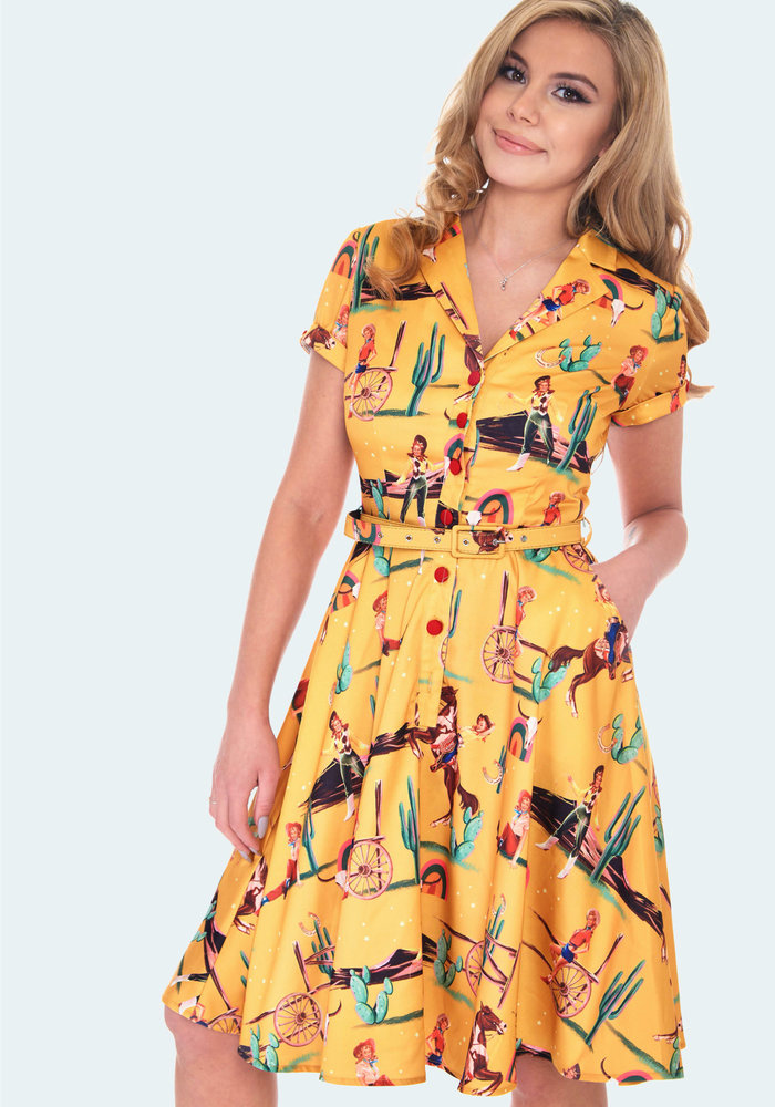 Mustard Diana Retro Cowgirl Dress