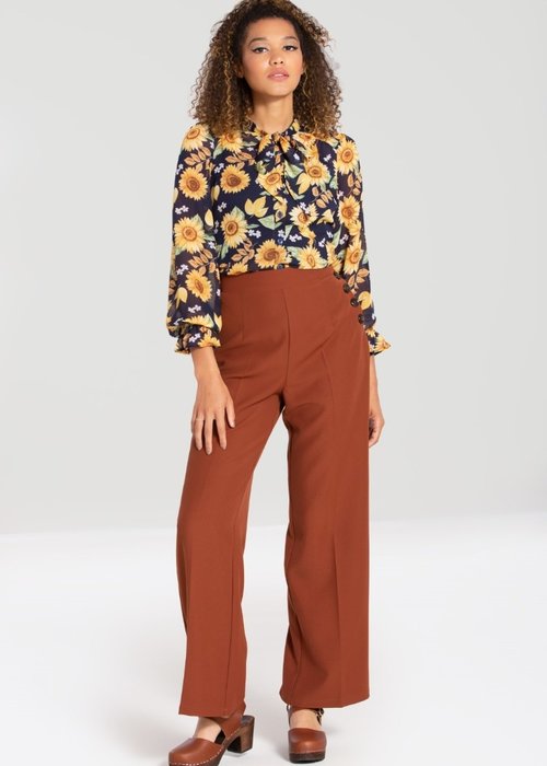 Hell Bunny Brown Ginger Swing Trousers