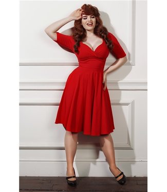 Blanche Swing Dress In Red Collectif Pinup Retro Vintage - Kitsch