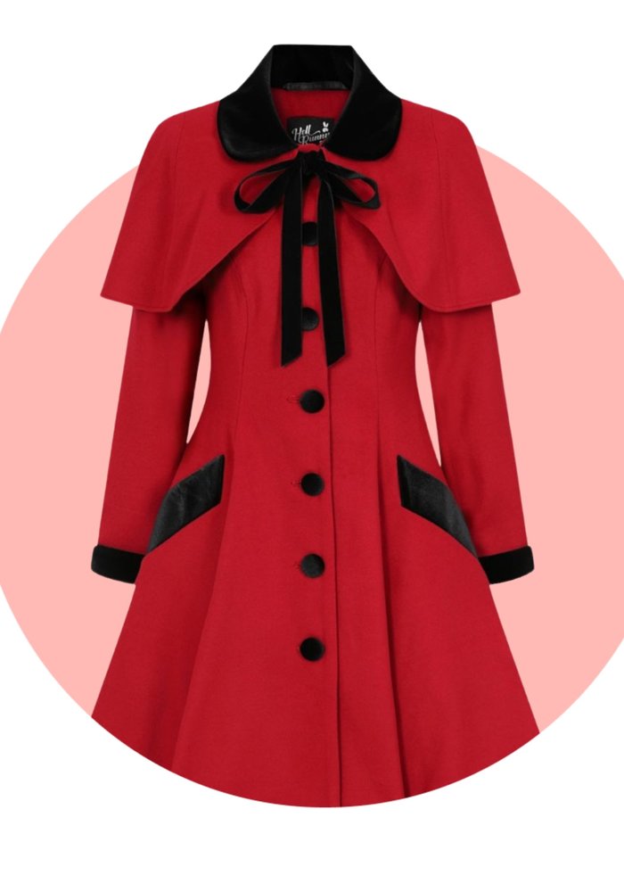 Red Anouk Coat With Removable Cape (PRE-ORDER)