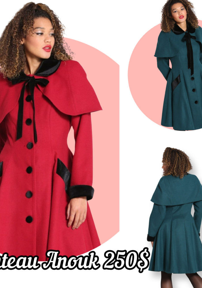 Teal Anouk Coat With Removable Cape (PREORDER