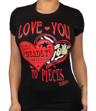 Pinky Star Love You To Pieces Black T-Shirt