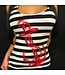 Red, Black And White Anchor Tank Top