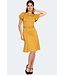 Voodoo Vixen Mustard Flutter Sleeve  Flare Dress