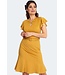 Mustard Flutter Sleeve  Flare Dress