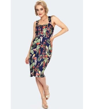 Voodoo Vixen Blue Tropical Wrap Dress