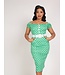 Collectif Blanche Classic Polka Pencil Dress In Mint