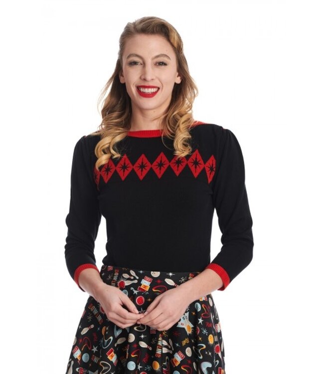 Black And Red Atomic Knitted Top