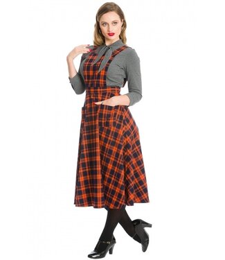 Banned Jupe Pinafore Miss Spook Orange Et Noir