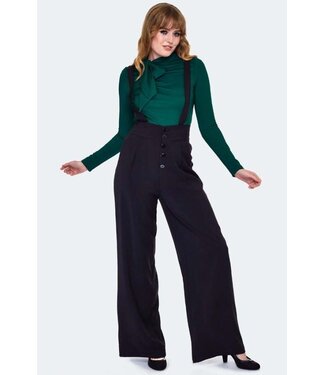 Black High Waisted Suspender Trousers