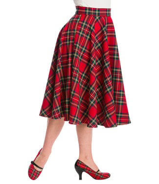 Banned Red Tartan Party Swing Skirt