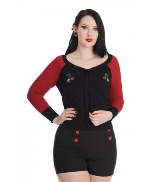 Banned Black And Red Cherry Clash Knitted Top