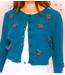 Teal Cherry Knitted Cardigan